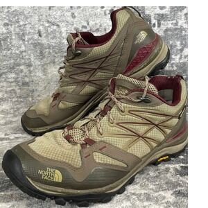 The North Face Women 8.5 Hedgehog Fastpack Gore-Tex Tan Red Trail Hiking Shoes